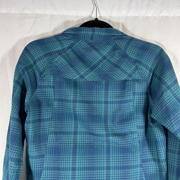 Woolrich Blouse Women's Small Blue Green Plaid Snap Up Long Sleeve Breathable - Picture 7 of 9